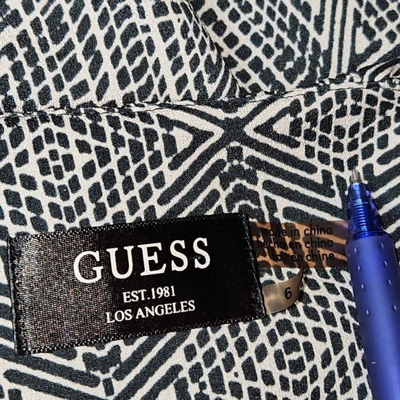 Guess Black & Cream Flutter Sleeve Mini Dress Size 6 - Picture 9 of 10